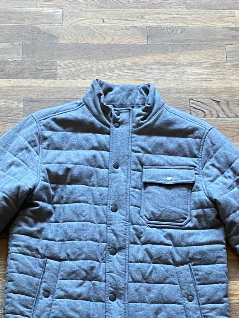 Faherty Mens Light Grey Heather Teton Valley Quilted Jacket